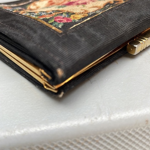 Vintage Wallet Black Moire Fabric Leo Miller Made in Paris France - Picture 8 of 9